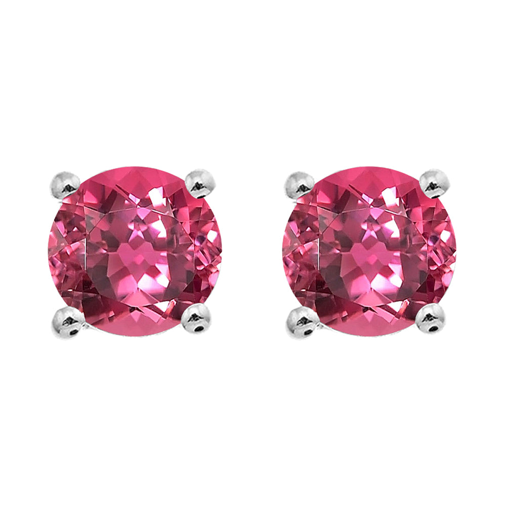 14Kt White Gold Pink Tourmaline 1/2Ctw Earring