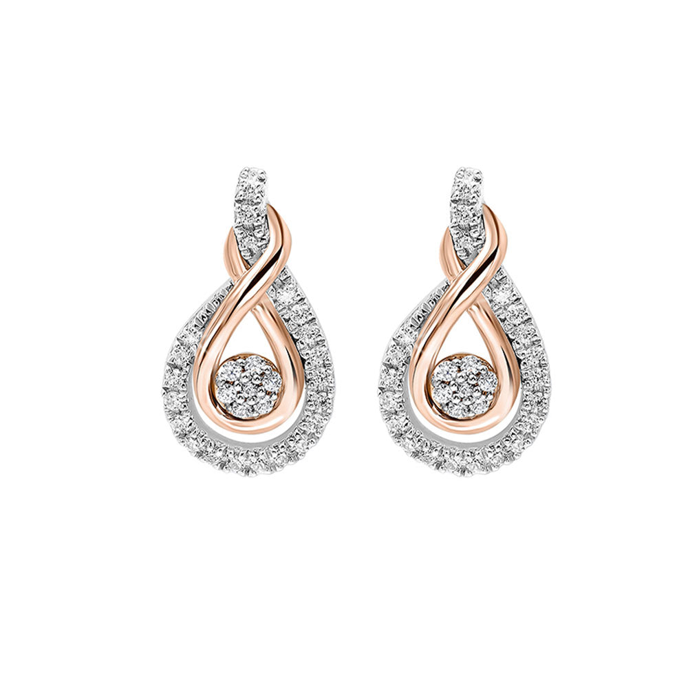 Gold Silver White Yellow Diamond 1/5Ctw Earring
