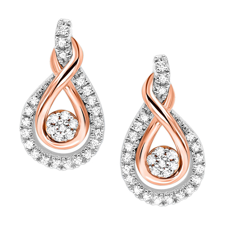 Gold Silver White Rose Diamond 1/5Ctw Earring