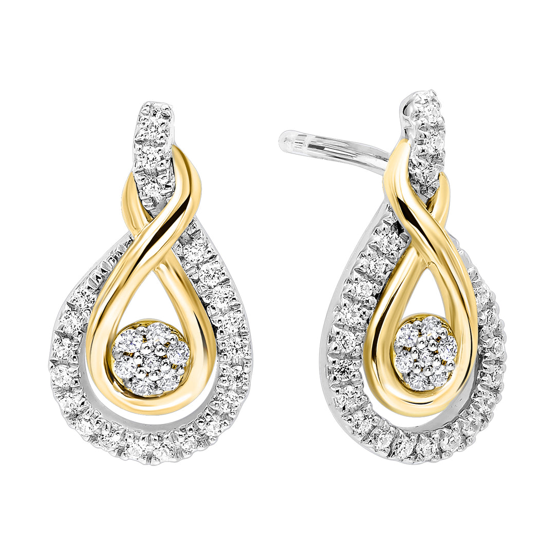 Gold Silver White Yellow Diamond 1/5Ctw Earring