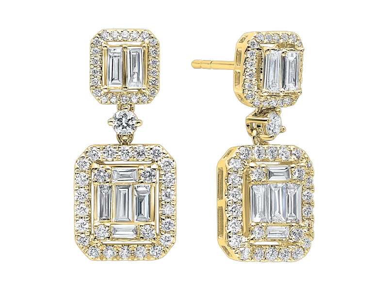14Kt Yellow Gold Diamond 1 1/2Ctw Earring