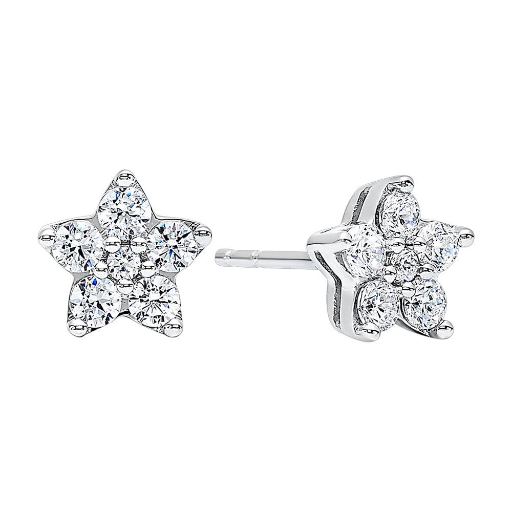 Silver Diamond 1/15Ctw Earring