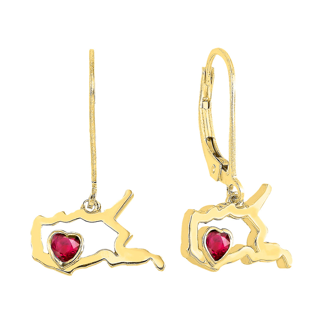 14Kt Yellow Gold Ruby 1/5Ctw Earring