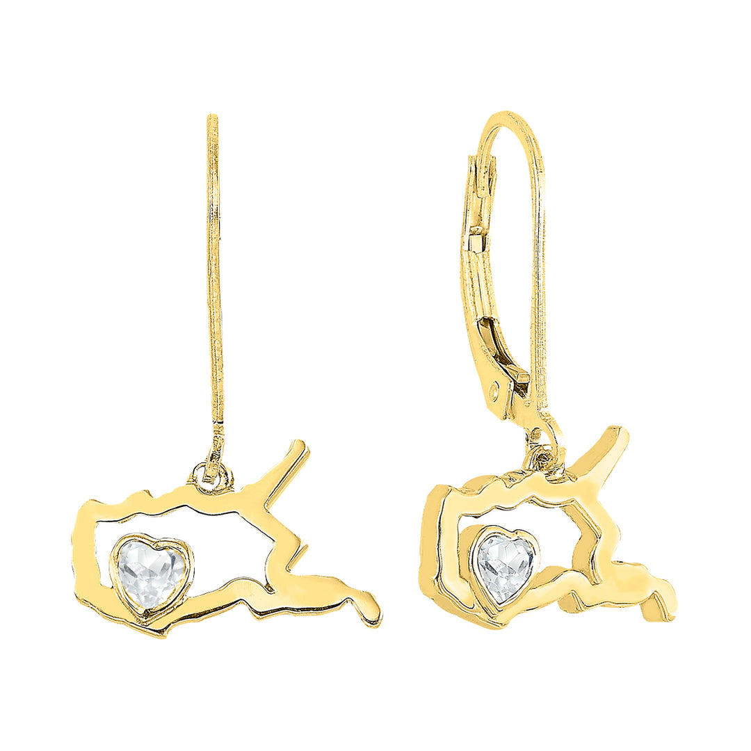 14Kt Yellow Gold White Sapphire 1/5Ctw Earring
