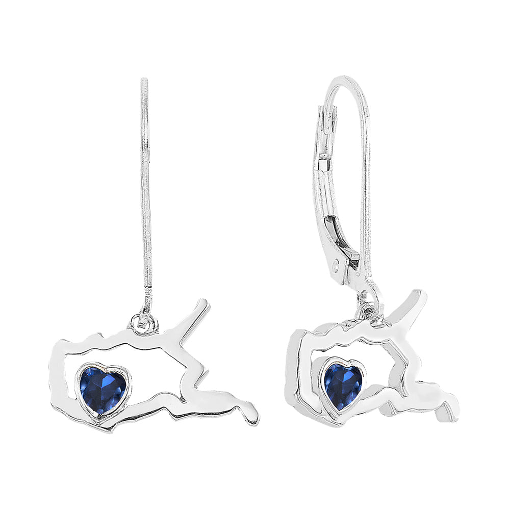 Silver Sapphire 1/3Ctw Earring
