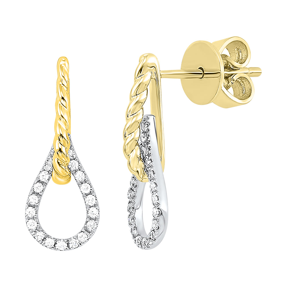 14Kt White Yellow Gold Diamond 1/10Ctw Earring
