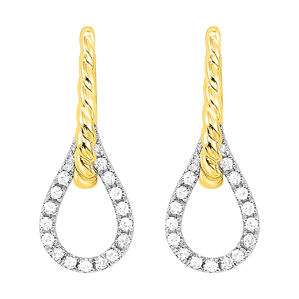 14Kt White Yellow Gold Diamond 1/10Ctw Earring