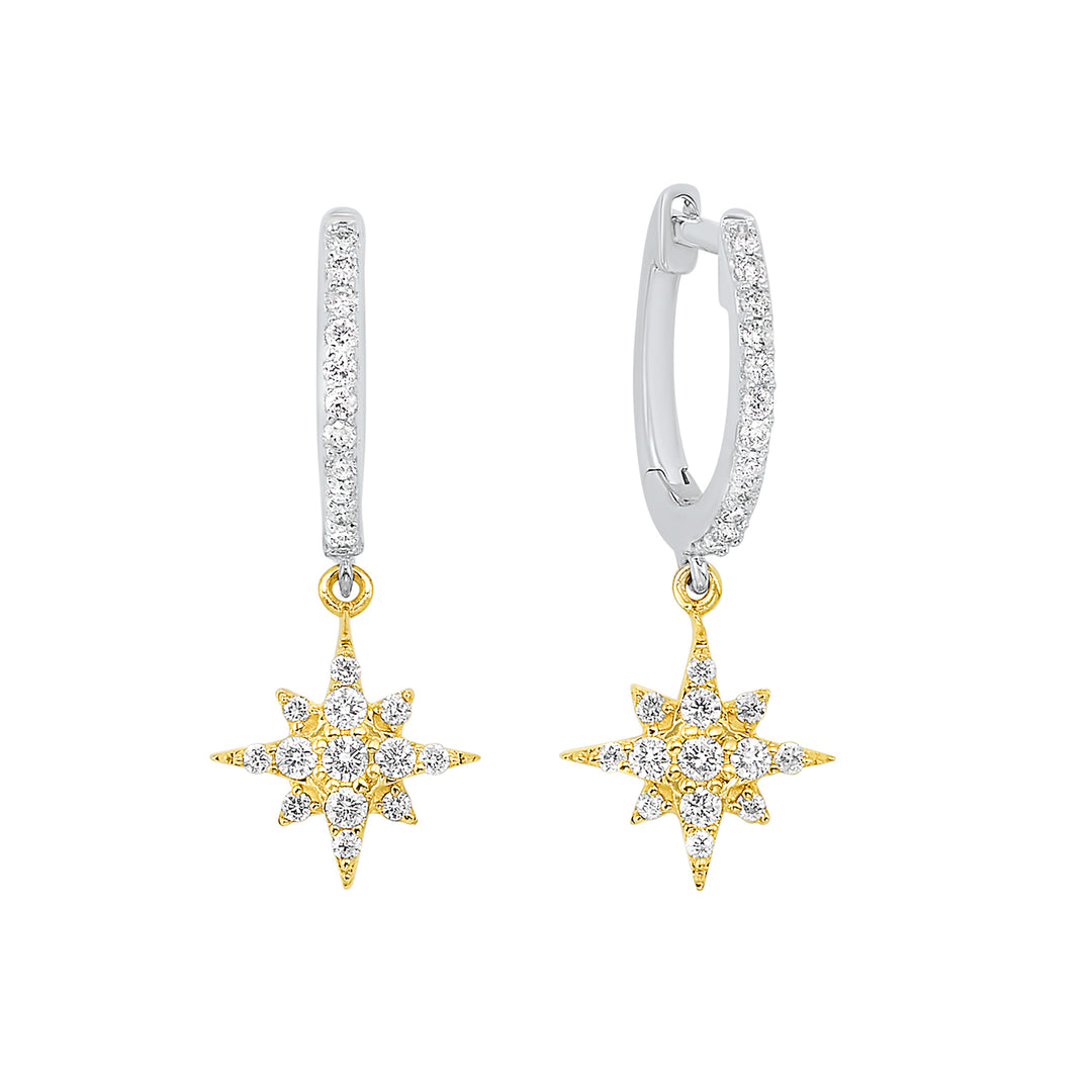14Kt White Yellow Gold Diamond 1/4Ctw Earring