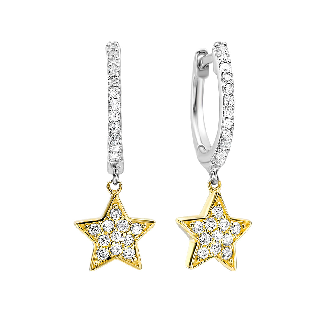 14Kt White Yellow Gold Diamond 1/4Ctw Earring