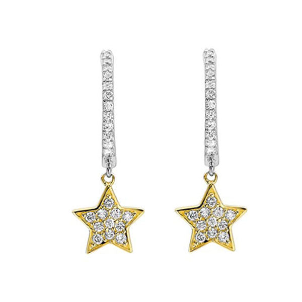 14Kt White Yellow Gold Diamond 1/4Ctw Earring