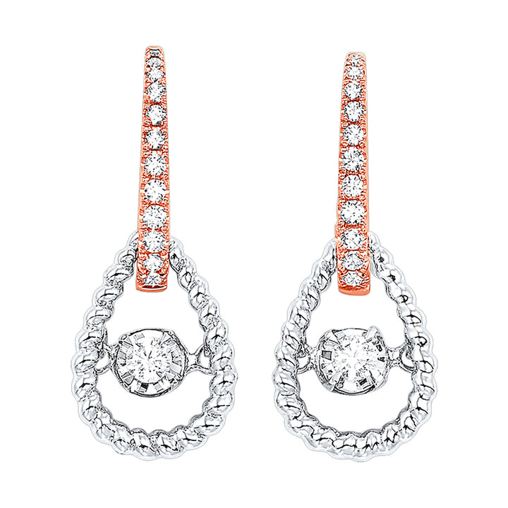 10Kt White Rose Gold Diamond 1/4Ctw Earring
