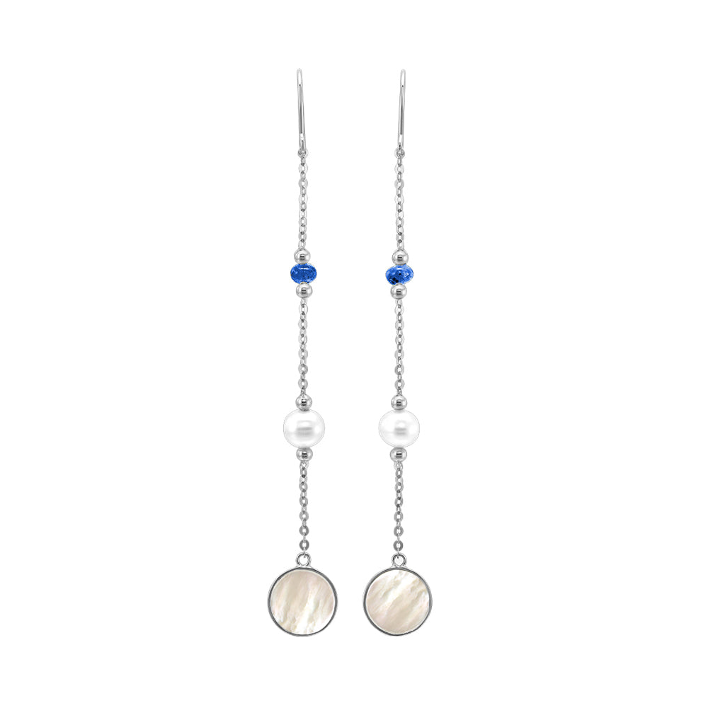 10Kt White Gold Mix Colorstone Earring