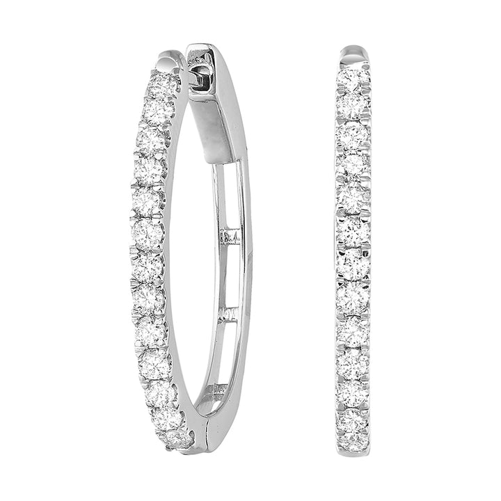 14Kt White Gold Diamond 1/4Ctw Earring (Oval Shape)