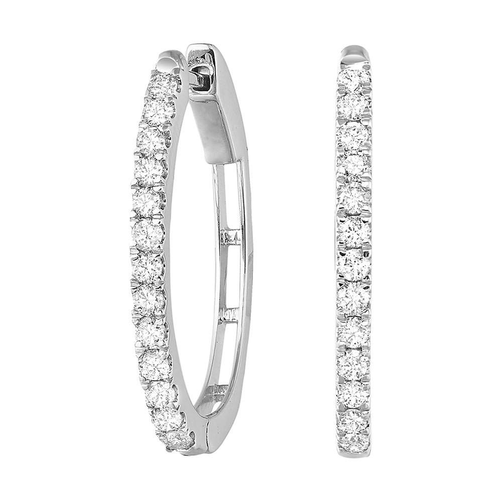 14Kt White Gold Diamond 1/2Ctw Earring (Oval Shape)