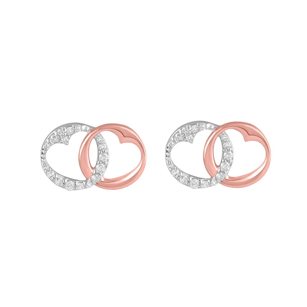 Gold Silver White Rose Diamond 1/5Ctw Earring