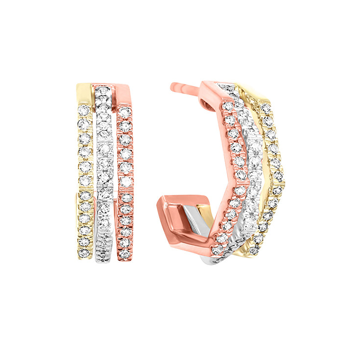 10Kt Tricolor Diamond 1/2Ctw Earring