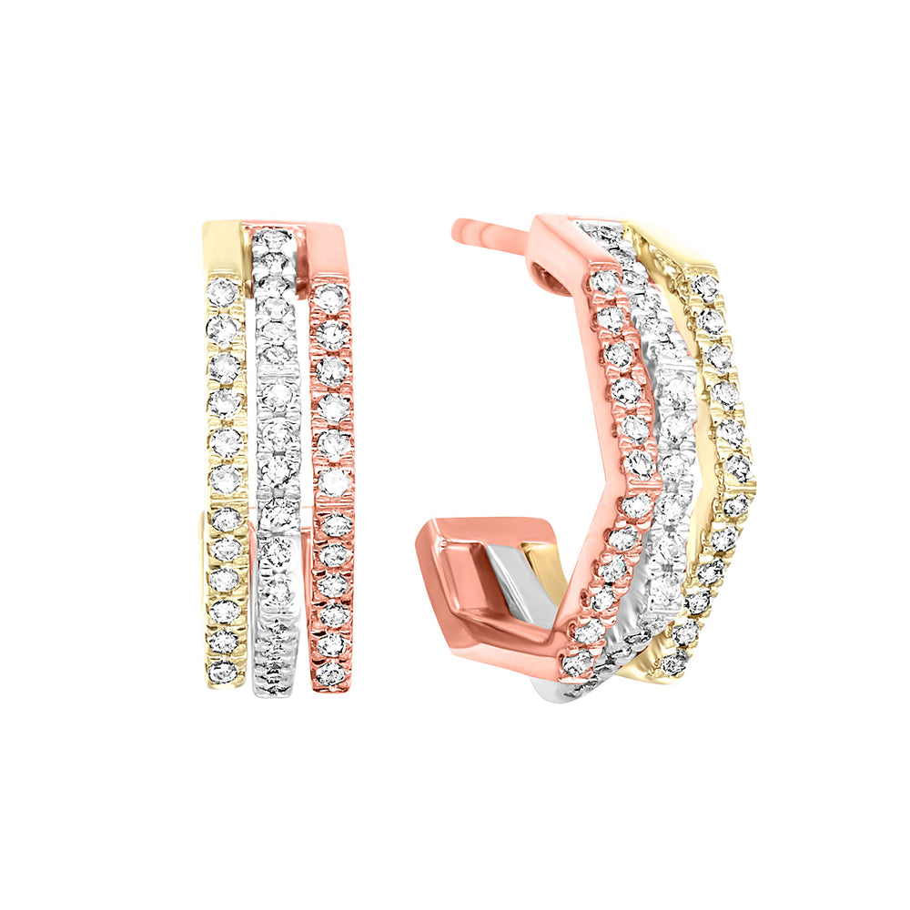 14Kt Tricolor Diamond 1/2Ctw Earring