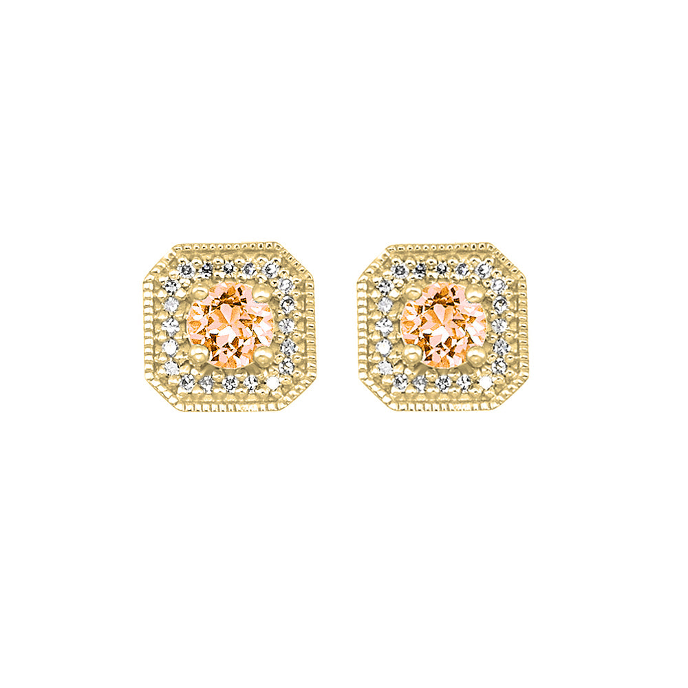 10Kt Yellow Gold Diamond 1/10Ctw & Citrine 5/8Ctw Earring
