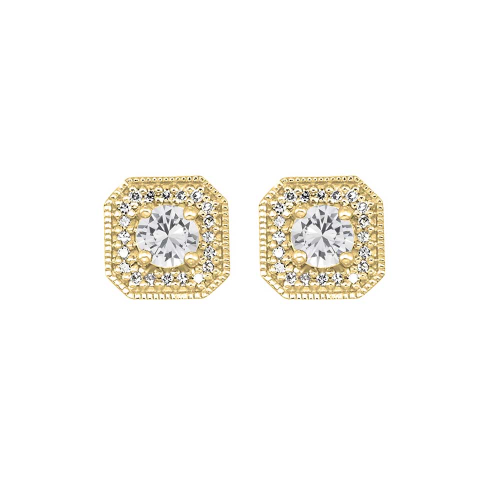 10Kt Yellow Gold Diamond 1/10Ctw & White Topaz 3/4Ctw Earring