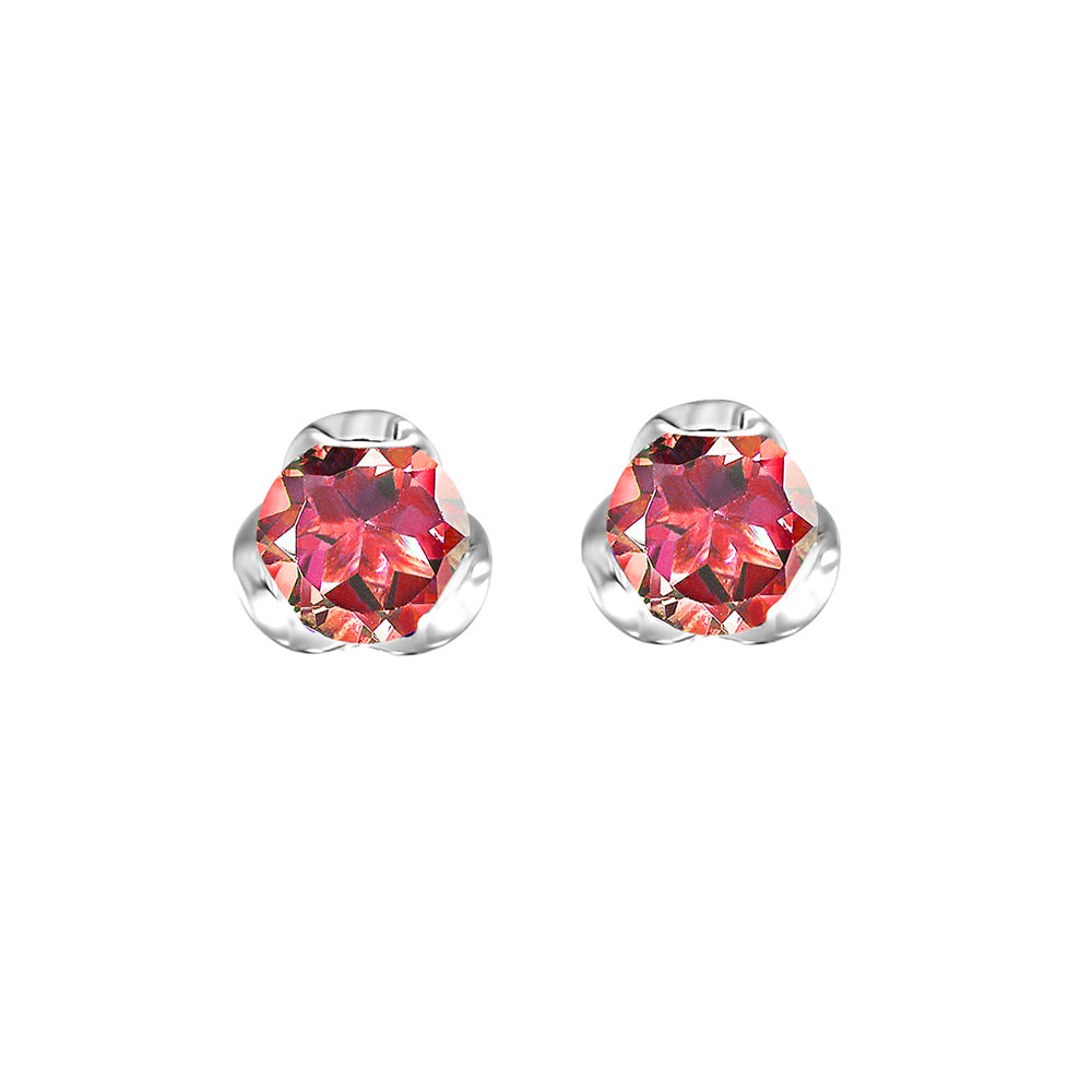 Silver Created Ruby 3/4Ctw Earring