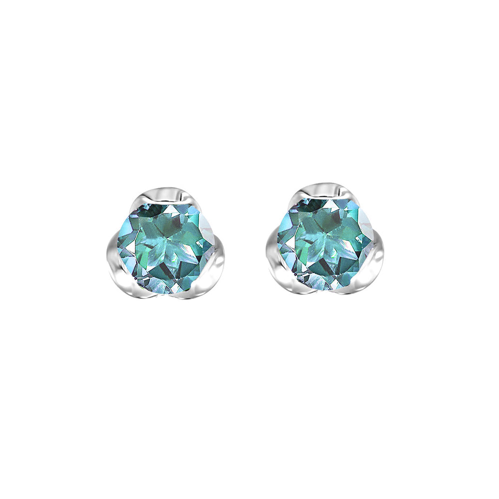 Silver & Aquamarine 1/2Ctw Earring