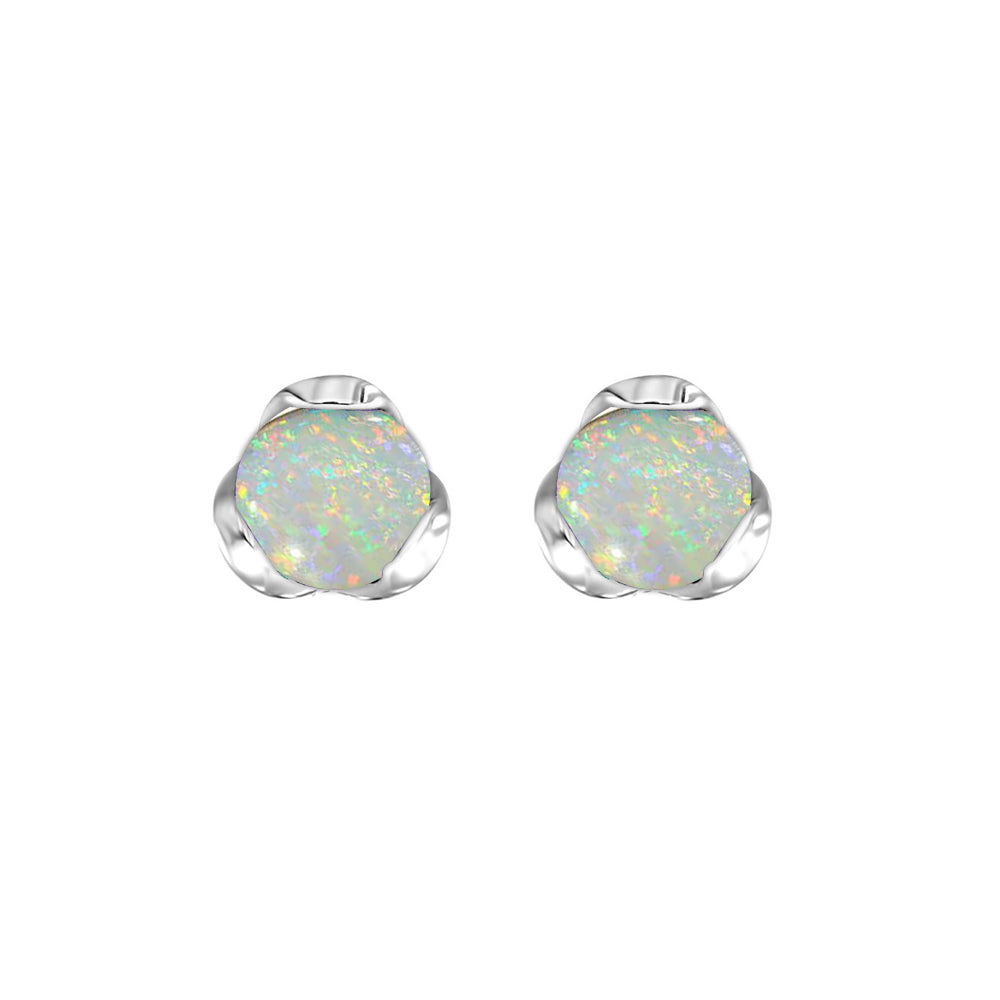 Silver & Opal 3/4Ctw Earring