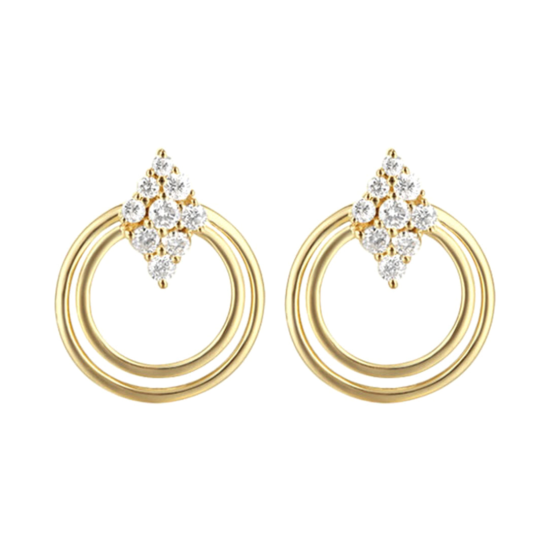 14KY diamond earrings,  1/2CTW-modern gold circle drops paired with a pave diamond cluster.