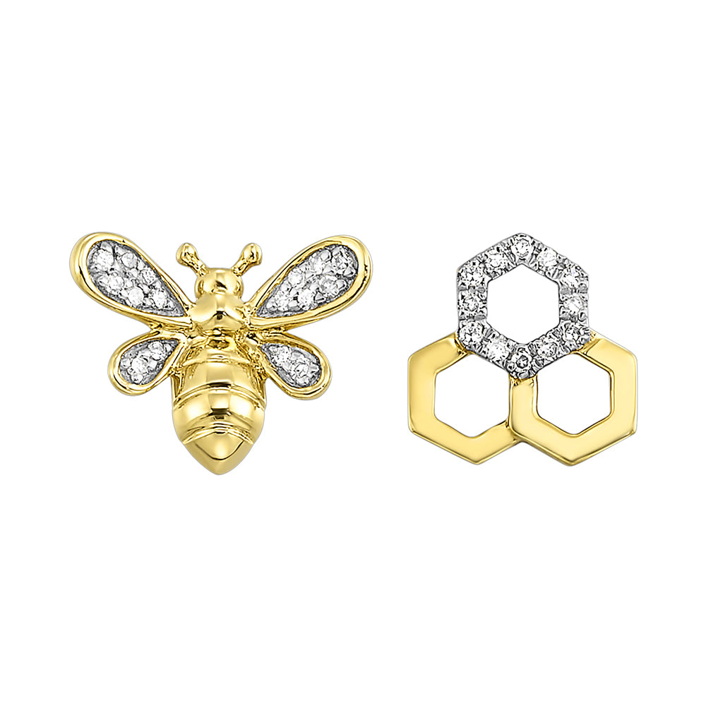 10Kt Yellow Gold Diamond 1/15Ctw Earring