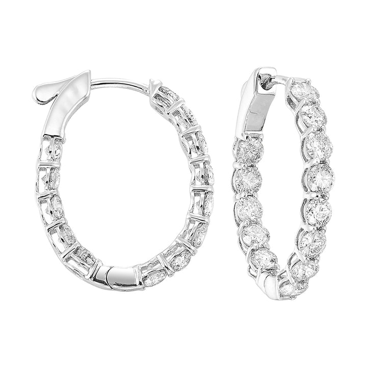 14Kt White Gold Diamond 5Ctw Earring (Oval Shape)