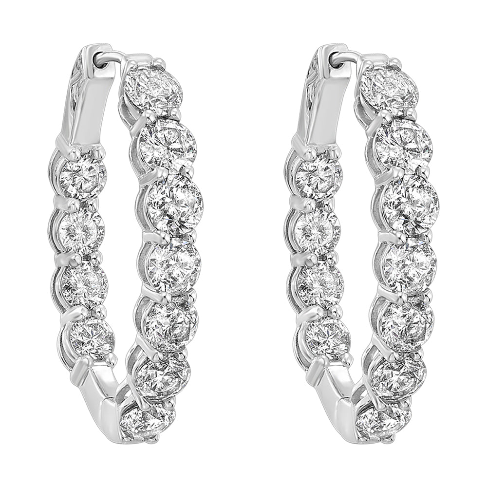 14Kt White Gold Diamond 10Ctw Earring (Oval Shape)
