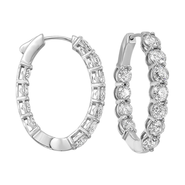 14Kt White Gold Diamond 10Ctw Earring (Oval Shape)