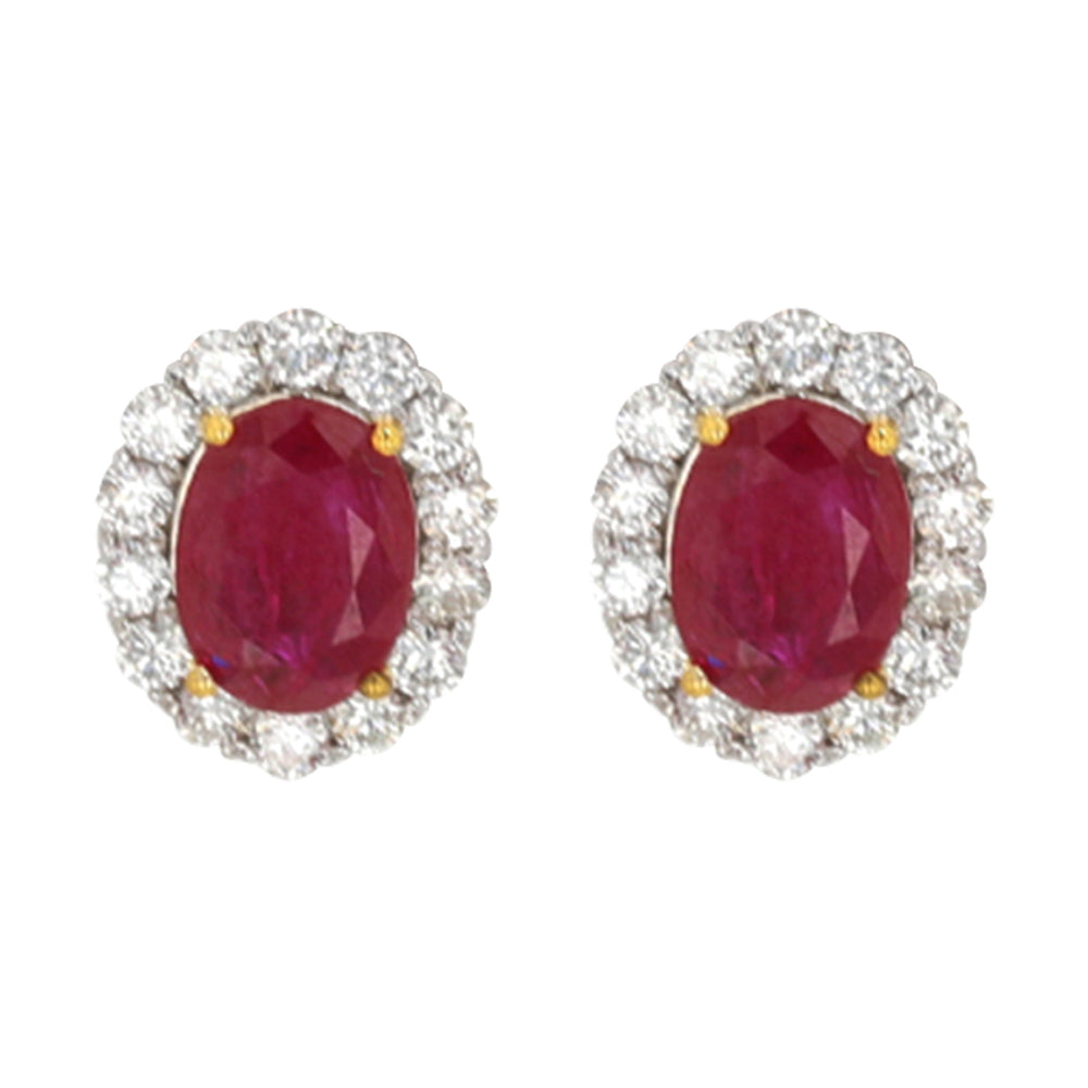 18Kt White Gold Diamond 3/4Ctw & Ruby 2Ctw Earring