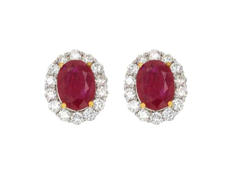 18Kt White Gold Diamond 3/4Ctw & Ruby 2Ctw Earring