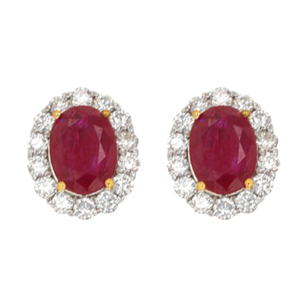 18Kt White Gold Diamond 3/4Ctw & Ruby 2Ctw Earring