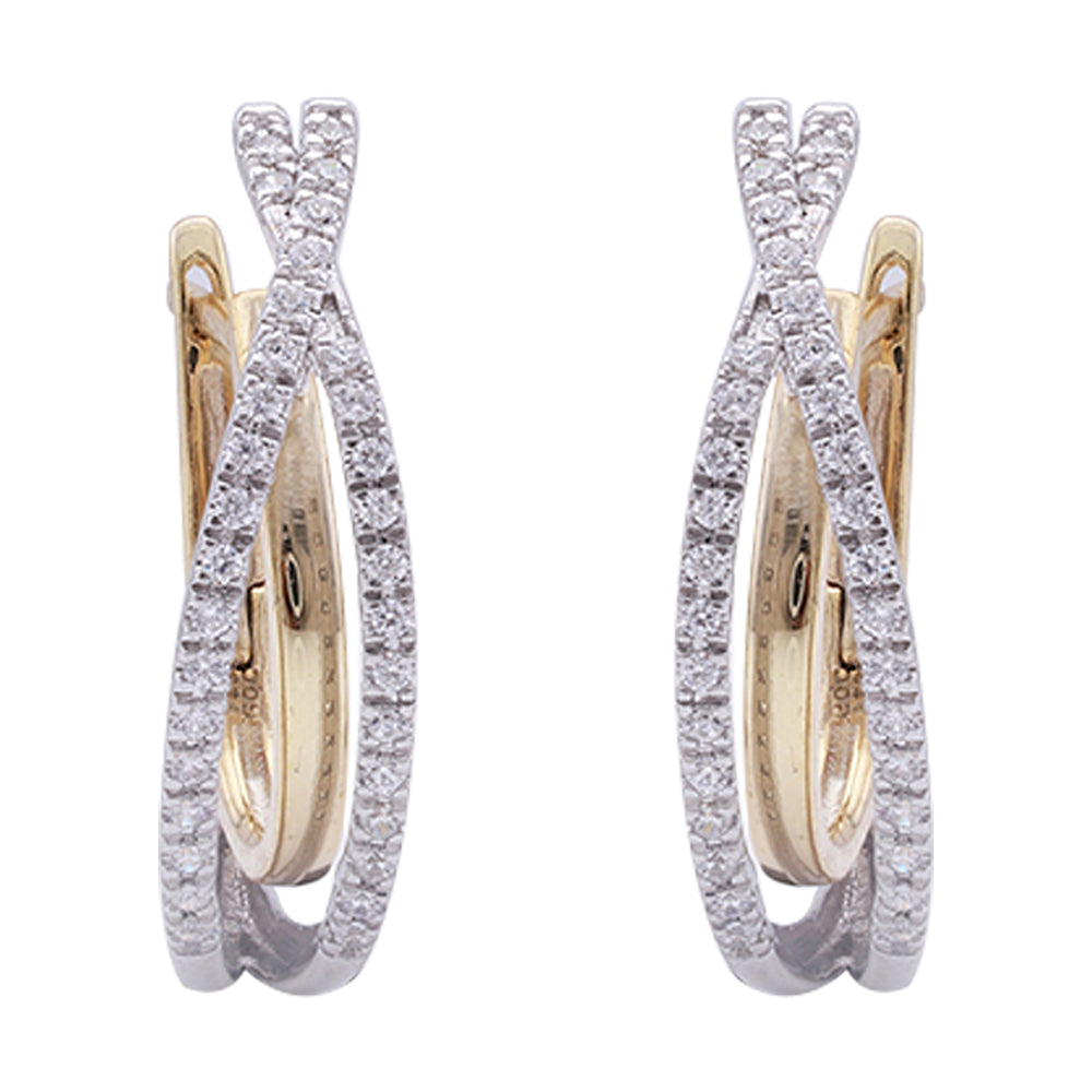 14Kt White Yellow Gold Diamond 1/4Ctw Earring