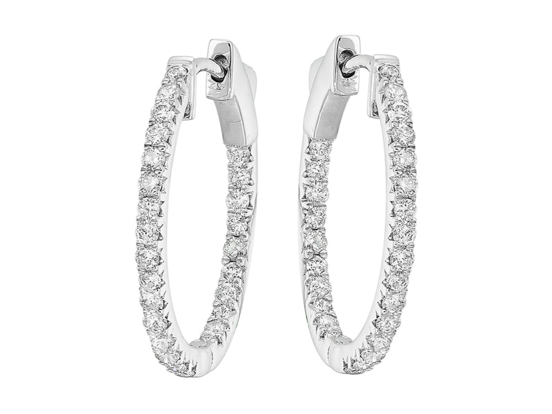 14Kt White Gold Diamond 1Ctw Earring (Oval Shape)