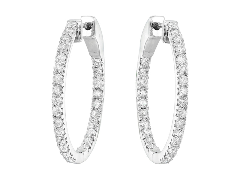 14Kt White Gold Diamond 2Ctw Earring (Oval Shape)