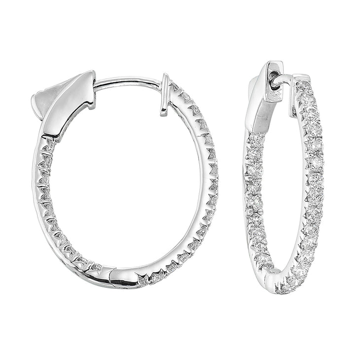 14Kt White Gold Diamond 1Ctw Earring (Oval Shape)