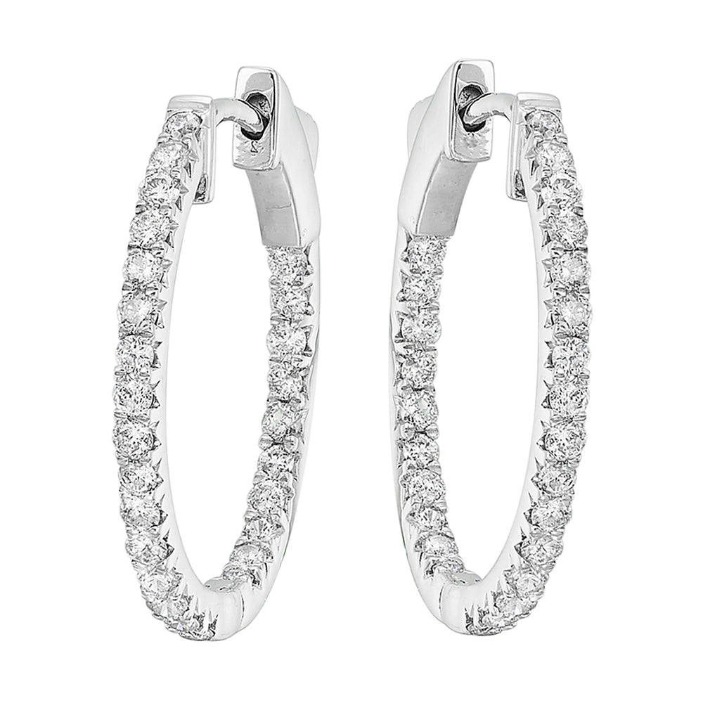 14Kt White Gold Diamond 1Ctw Earring (Oval Shape)