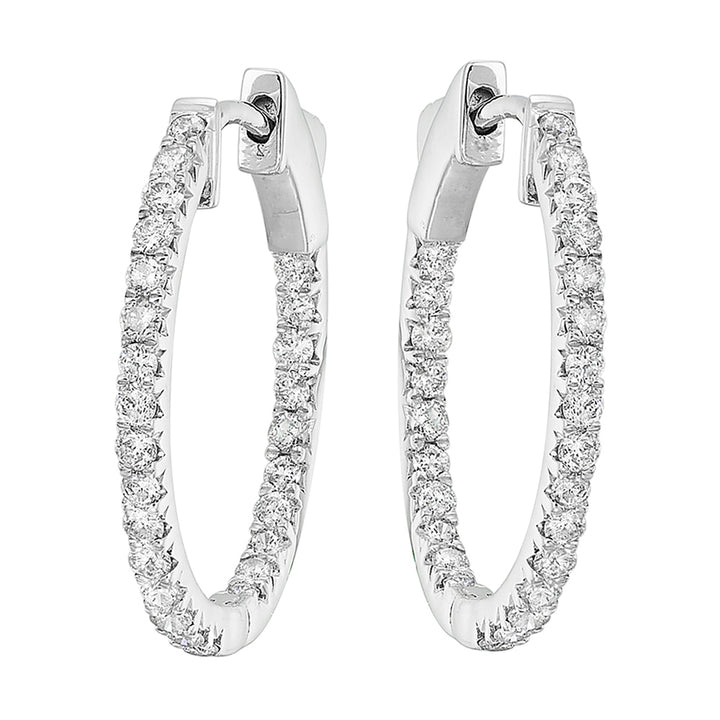 14Kt White Gold Diamond 1Ctw Earring (Oval Shape)