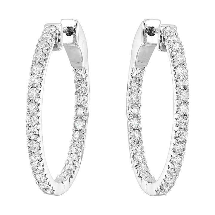 14Kt White Gold Diamond 2Ctw Earring (Oval Shape)