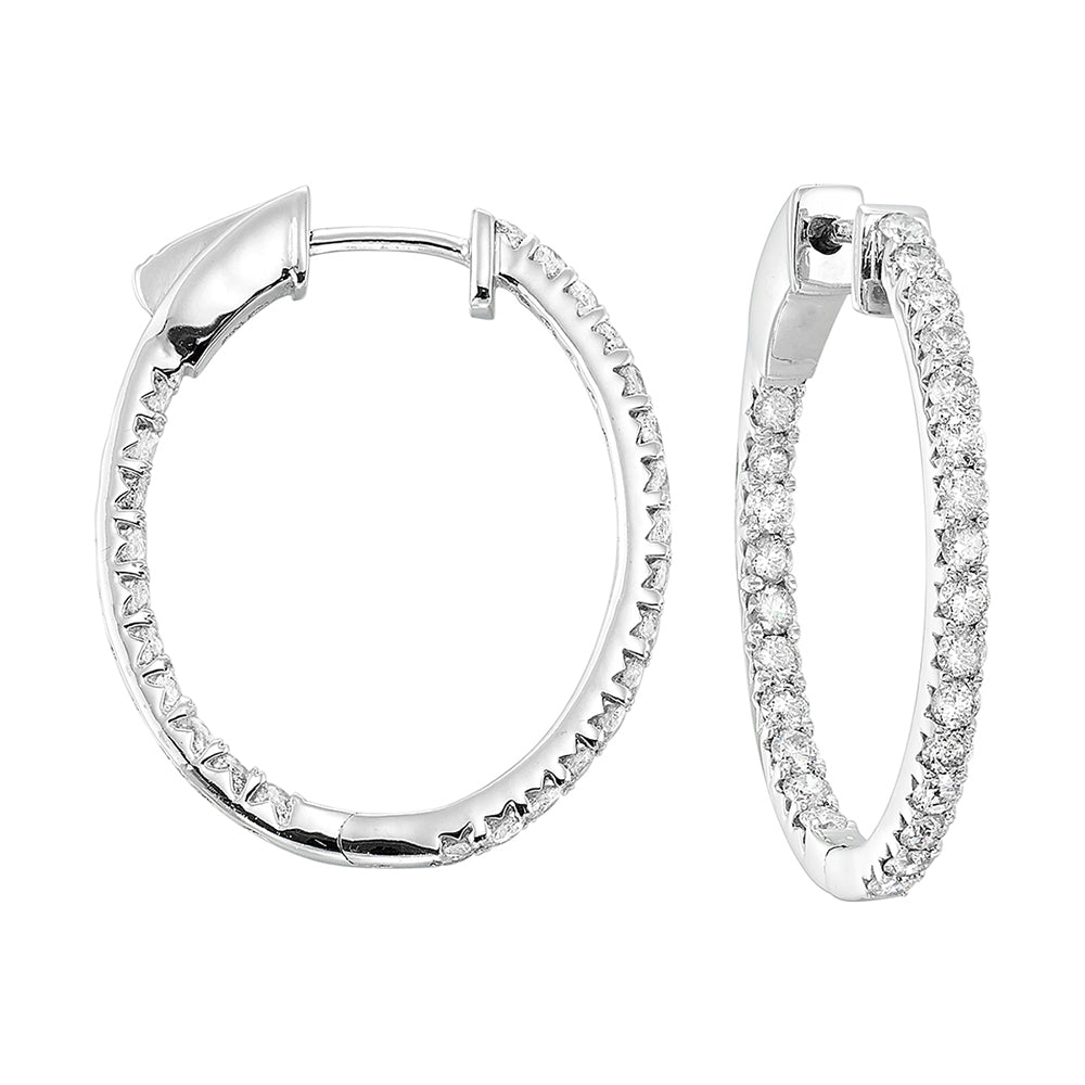14Kt White Gold Diamond 2Ctw Earring (Oval Shape)