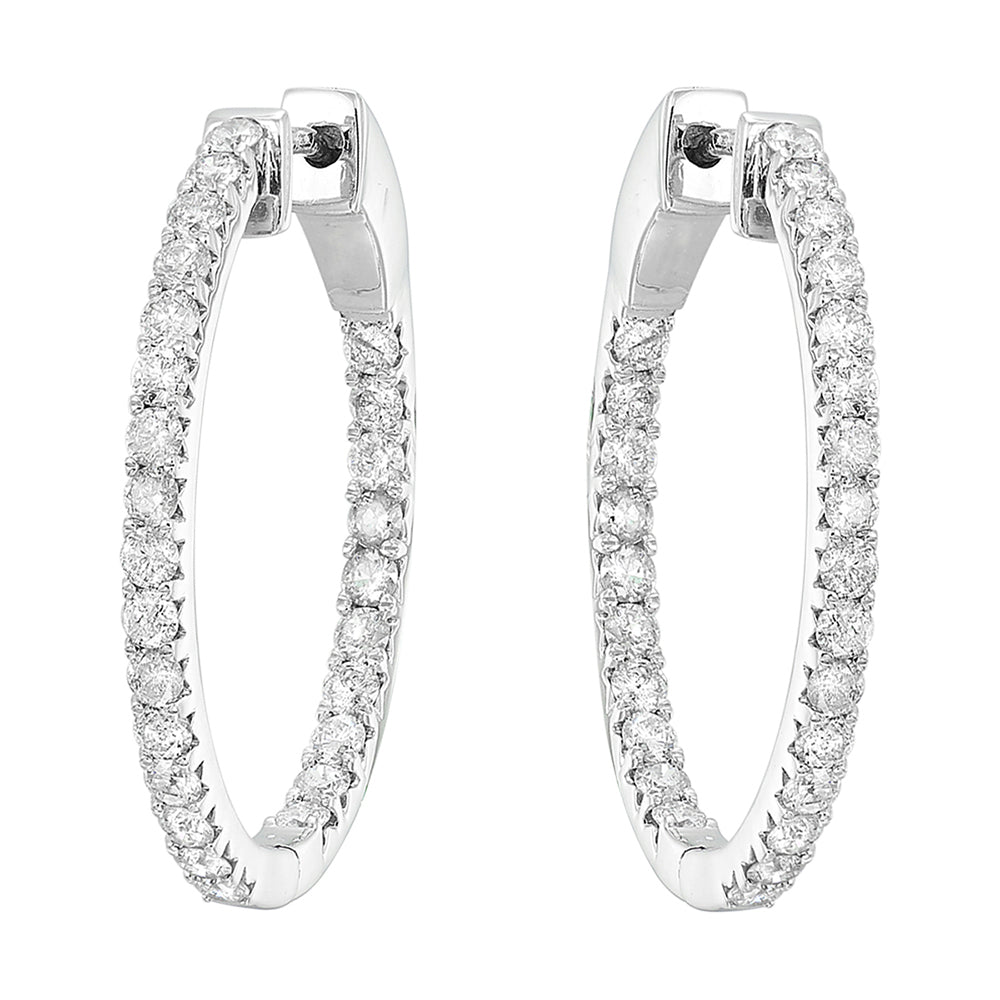 14Kt White Gold Diamond 3Ctw Earring (Oval Shape)