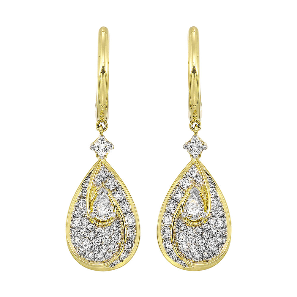 14Kt Yellow Gold Diamond 1 1/10Ctw Earring
