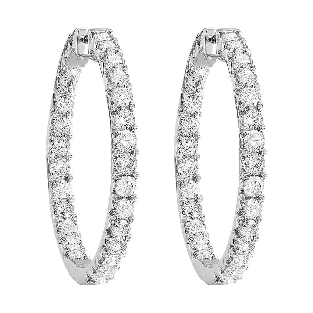 14Kt White Gold Diamond 3Ctw Earring
 (Round Shape)