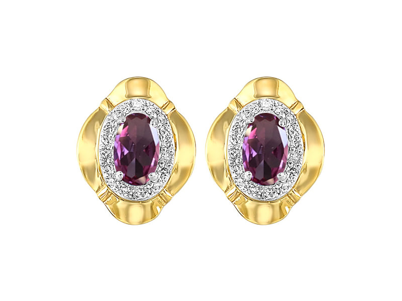 10Kt Yellow Gold Diamond 1/10Ctw & Syn Alexandrite 3/8Ctw Earring