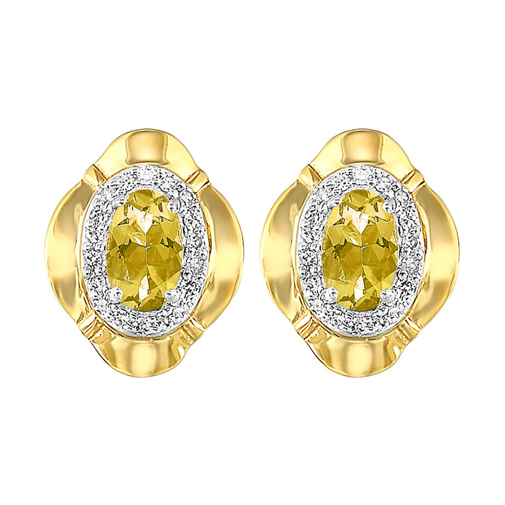 10Kt Yellow Gold Diamond 1/10Ctw & Citrine 3/8Ctw Earring