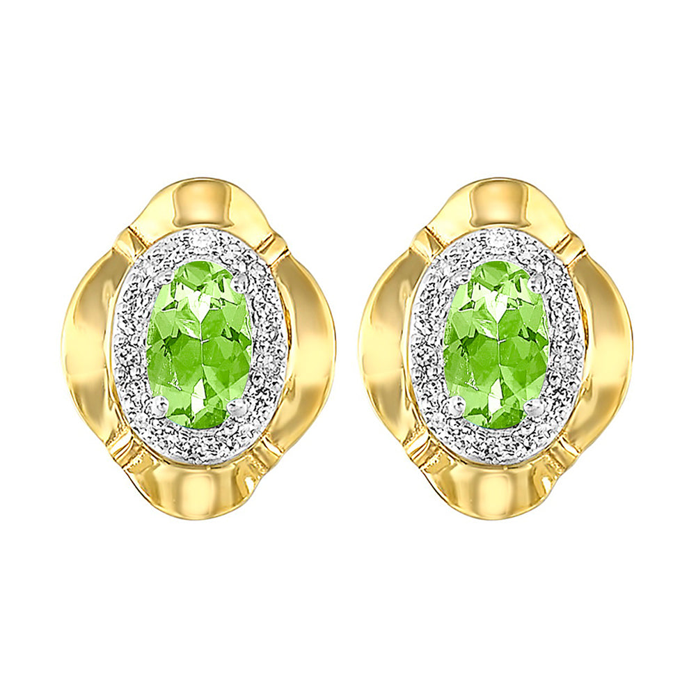 10Kt Yellow Gold Diamond 1/10Ctw & Peridot 1/2Ctw Earring