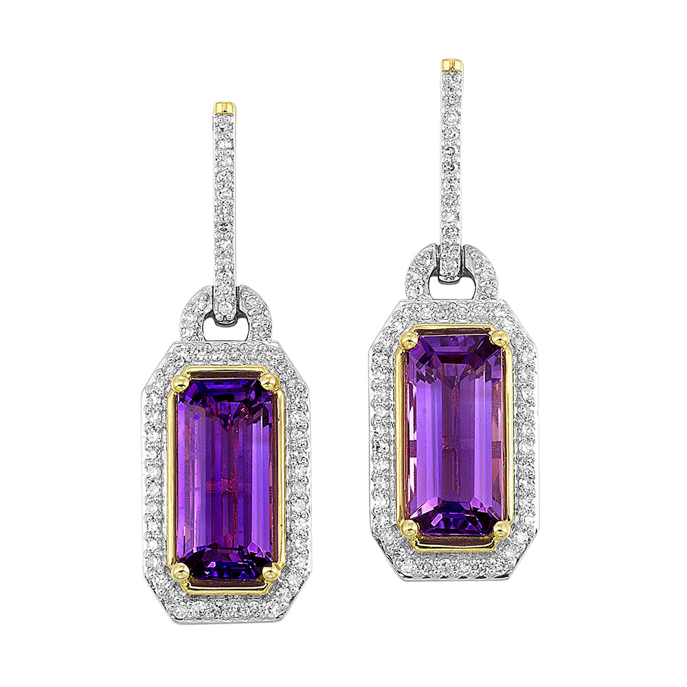 14Kt Yellow Gold Diamond 1/3Ctw & Amethyst 3 3/8Ctw Earring