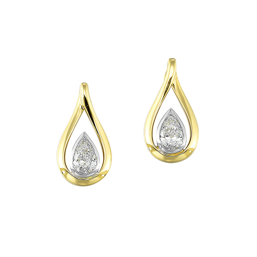 14Kt White Yellow Gold Diamond 1/5Ctw Earring